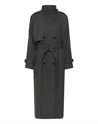 Gestuz - GZAvic Long Frakke - Herringbone Black/Grey